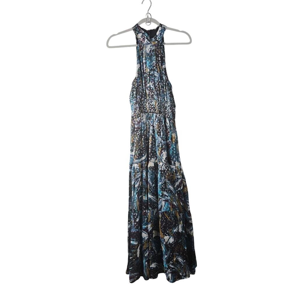 Anthropologie The Somerset Maxi Dress Halter Edition Size Xs Metallic Abstract